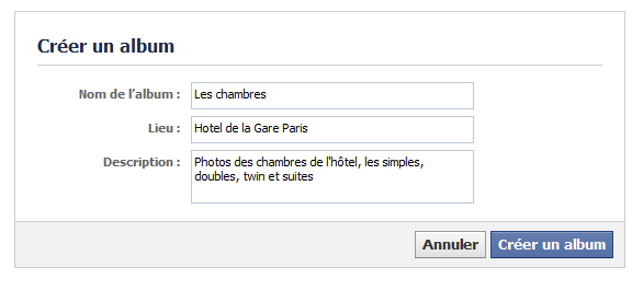album photo hotel sur facebook