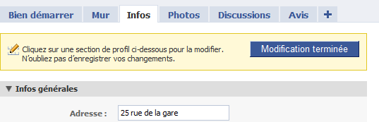 Valider les informations de la vreation de page facebook hotel