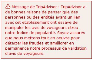 Tripadvisor avertit les internautes en cas de doutes sur la veracité des avis