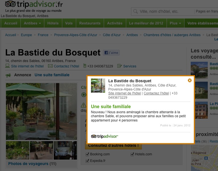 les nouvelles annonces tripadvisor