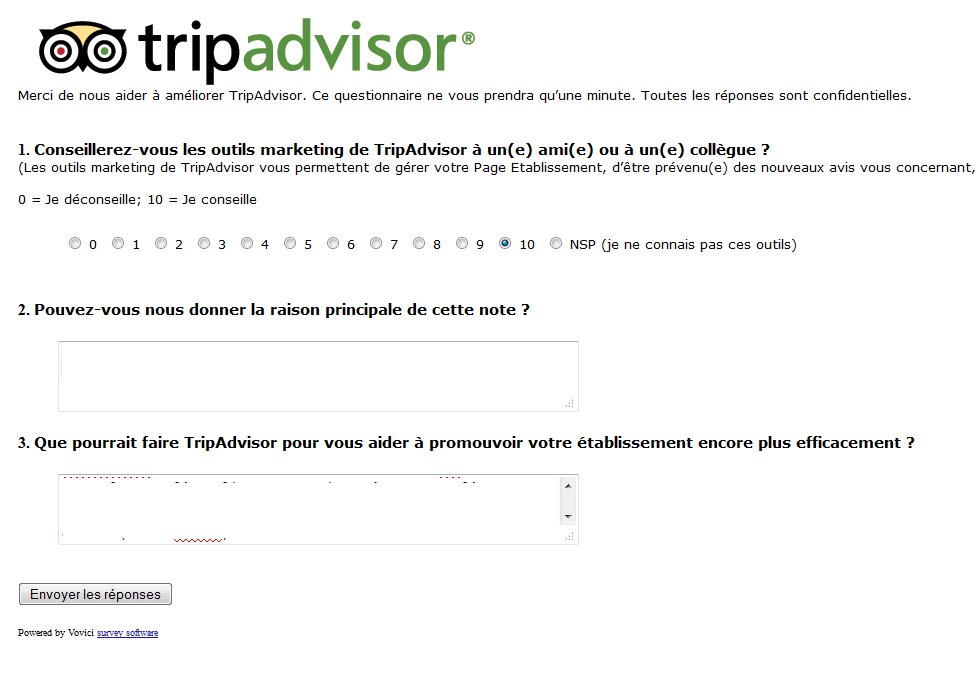 Dites a tripadvisor ce que vous voulez voir améliorer