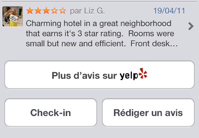 check-in et redaction d'avis sur iphone map