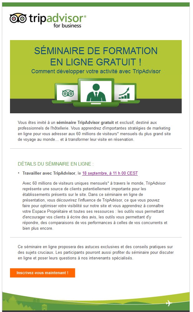 Inscrivez vous au prochain webinar de tripadvisor