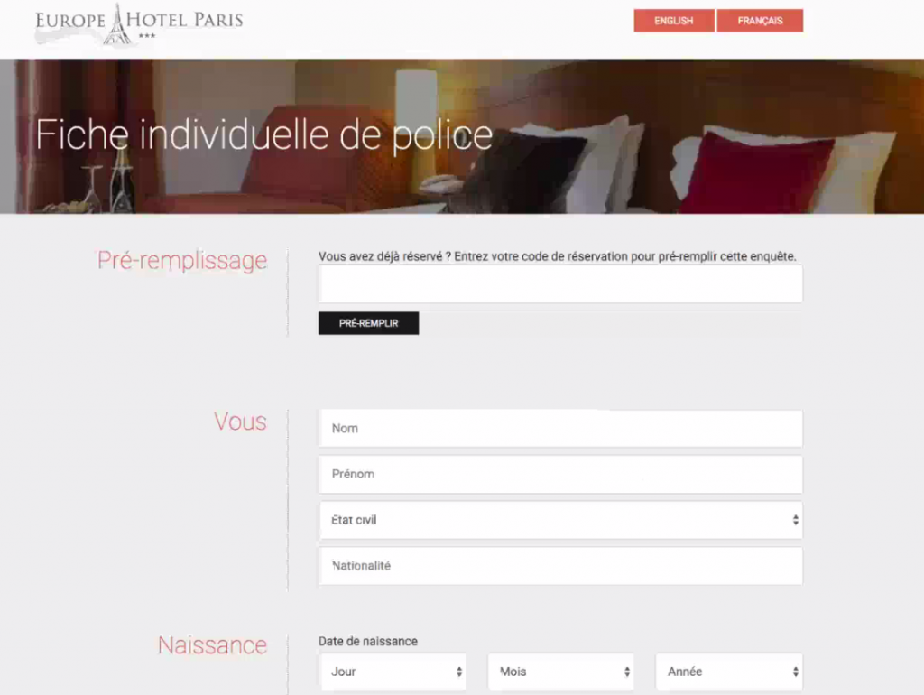 Fiche de police numerique, excellent pour récolter l'email du client