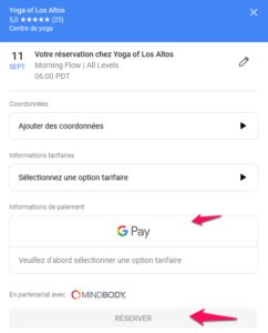 Réservez et payez sur Google directement